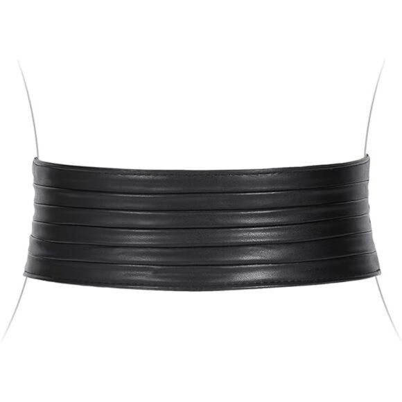 Wide Elastic Corset Belt | 4” Braided or 3” PU Leather Cinch - Picture 2 of 2